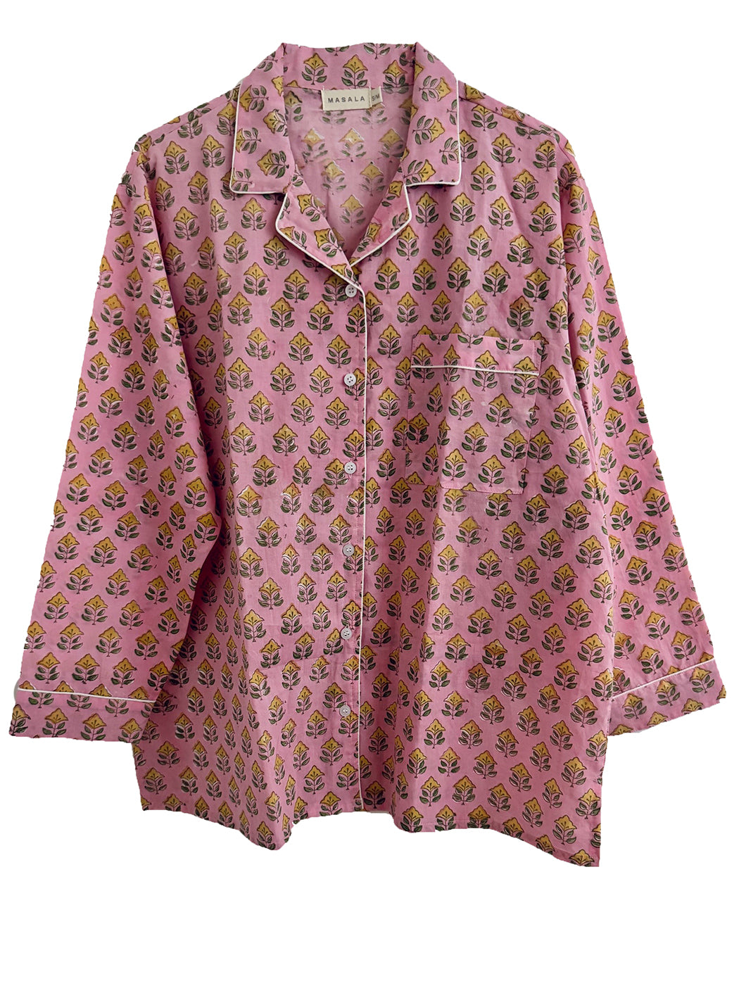 Luna pajamas Nila blue – Hand-printed Block Print in Lightweight Cotton | MASALA