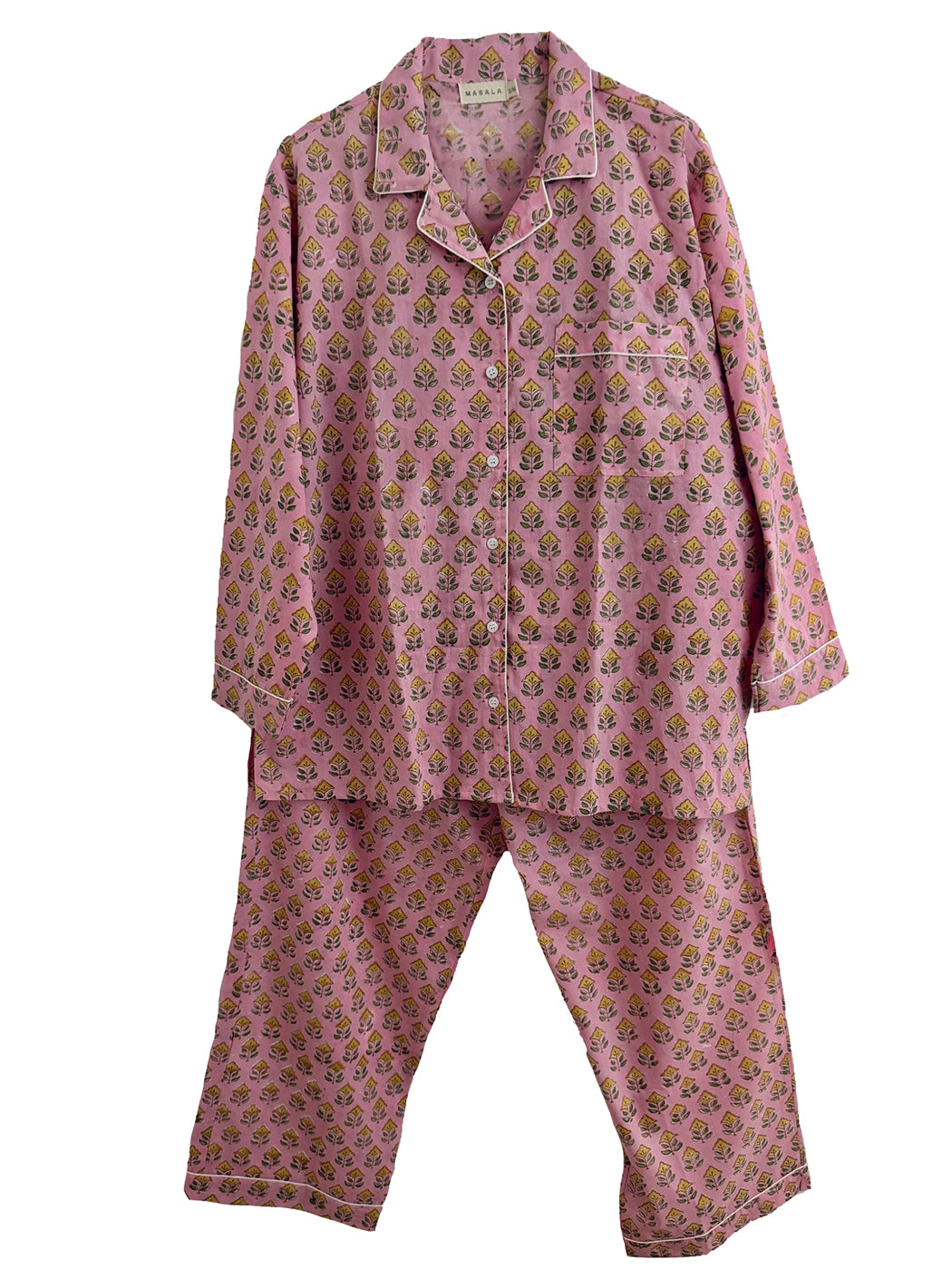 Luna pajamas Nila blue – Hand-printed Block Print in Lightweight Cotton | MASALA