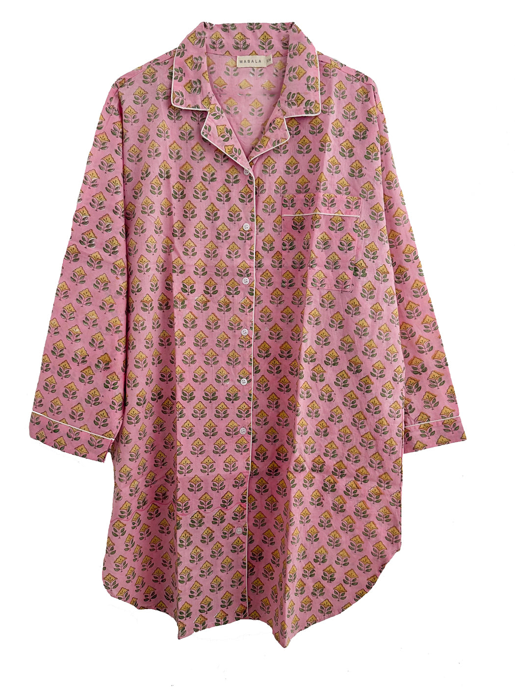 Cora nightshirt Lotus pink – Hand-printed Block Print in Light Cotton | MASALA