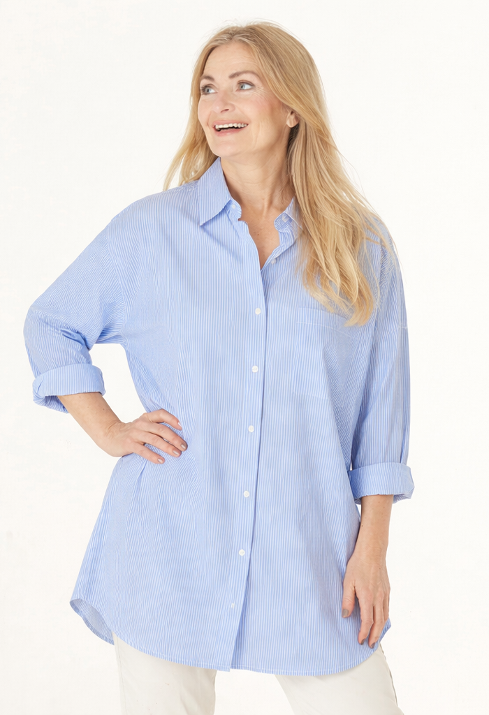 Boyfriend skjorte bomuld strib organic