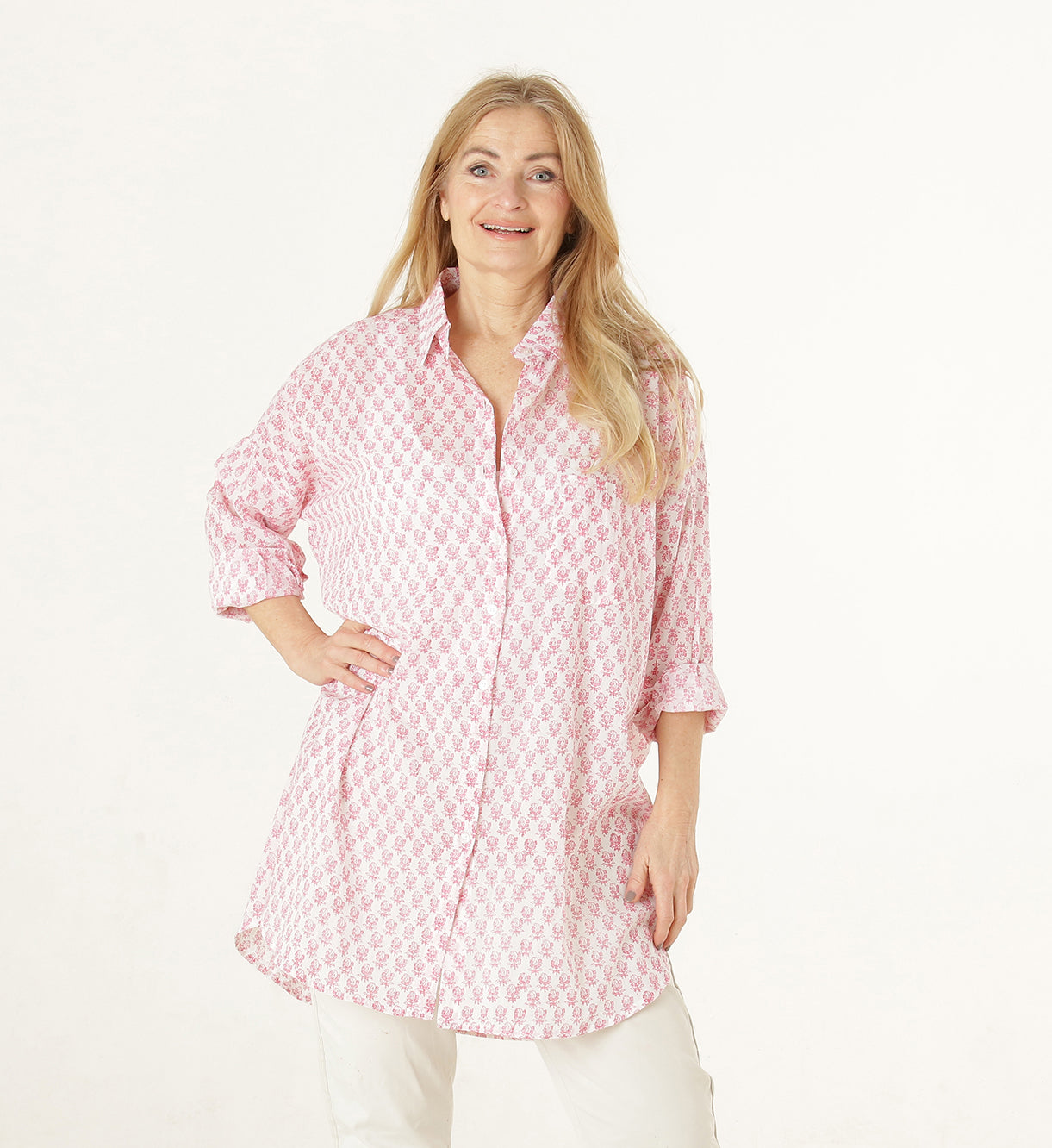 Boyfriend shirt cotton block print