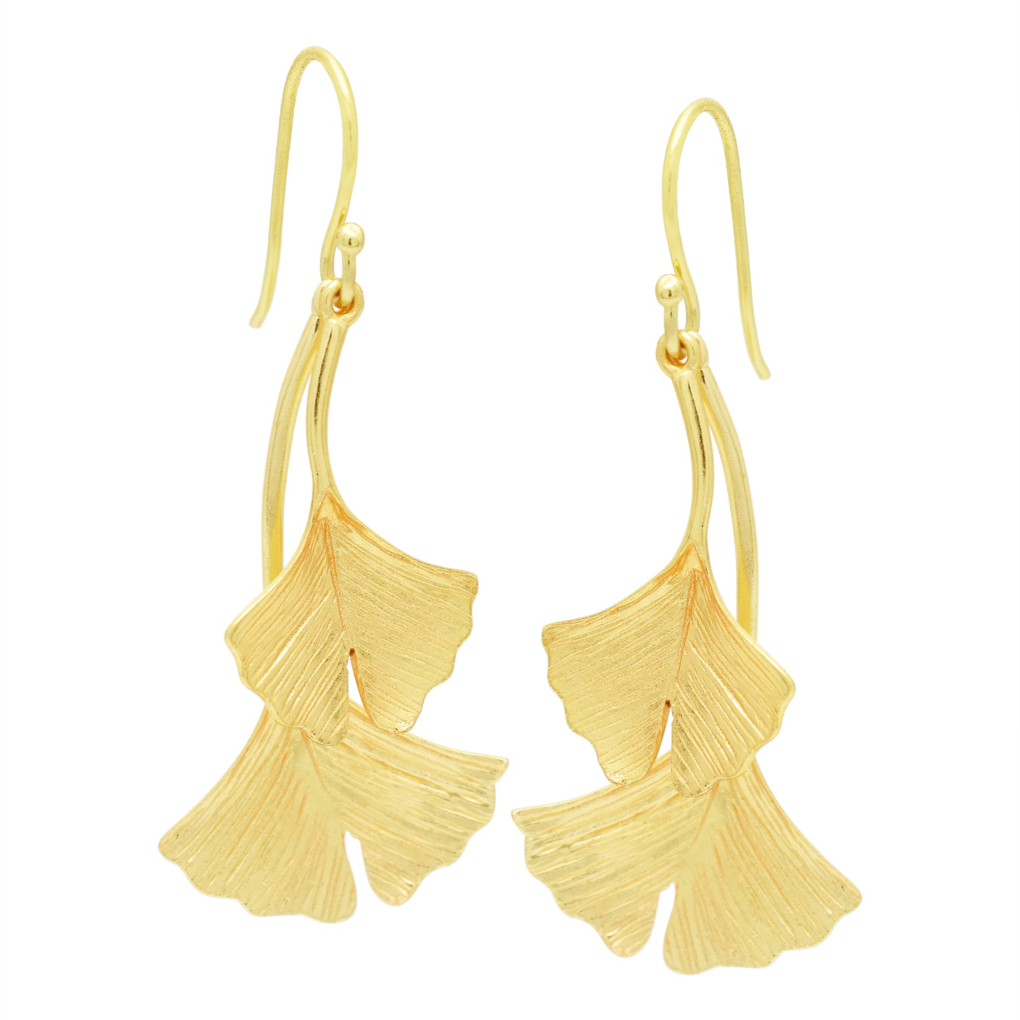Earring with a temple tree leaf pendant