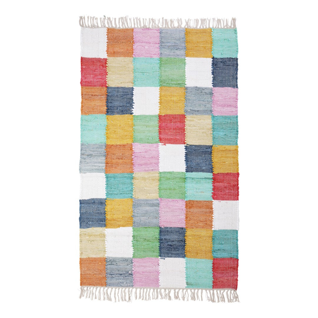 Chindi killim recycle carpet 90x150 cm cotton square bright