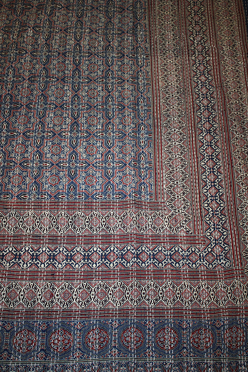 Kantha-Tagesdecke 270 x 220, Azrak-Druck