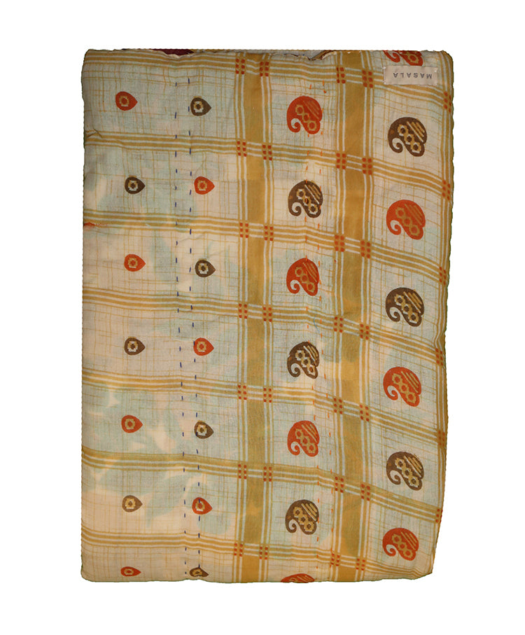 Vintage sari quilt , bomuld 140x200 cm