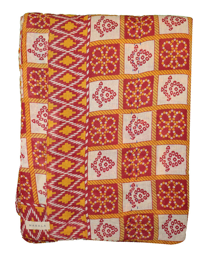 Vintage sari quilt , bomuld 140x200 cm