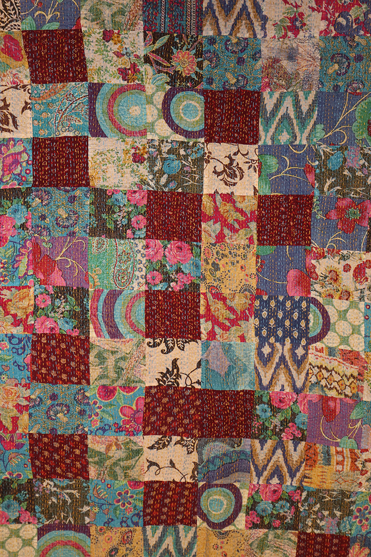 Kantha Stonewash-Tagesdecke 270*220 cm, Patchwork