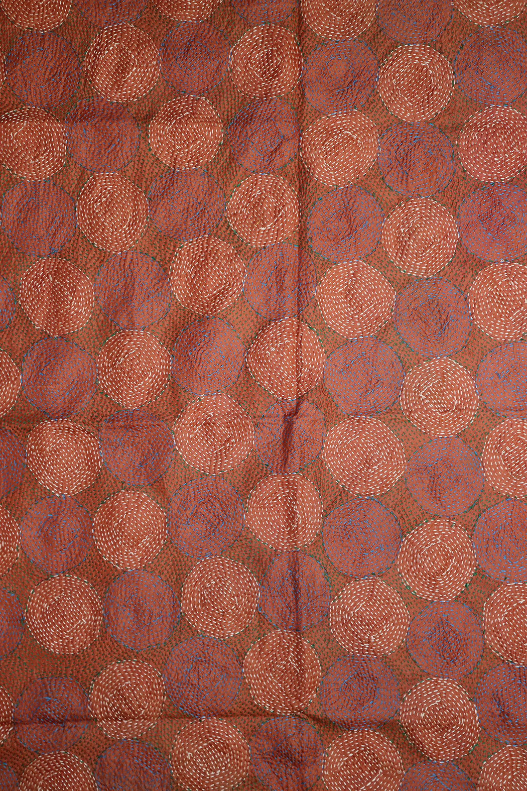 Kantha vintage scarf 85x190 cm, silk, round kantha
