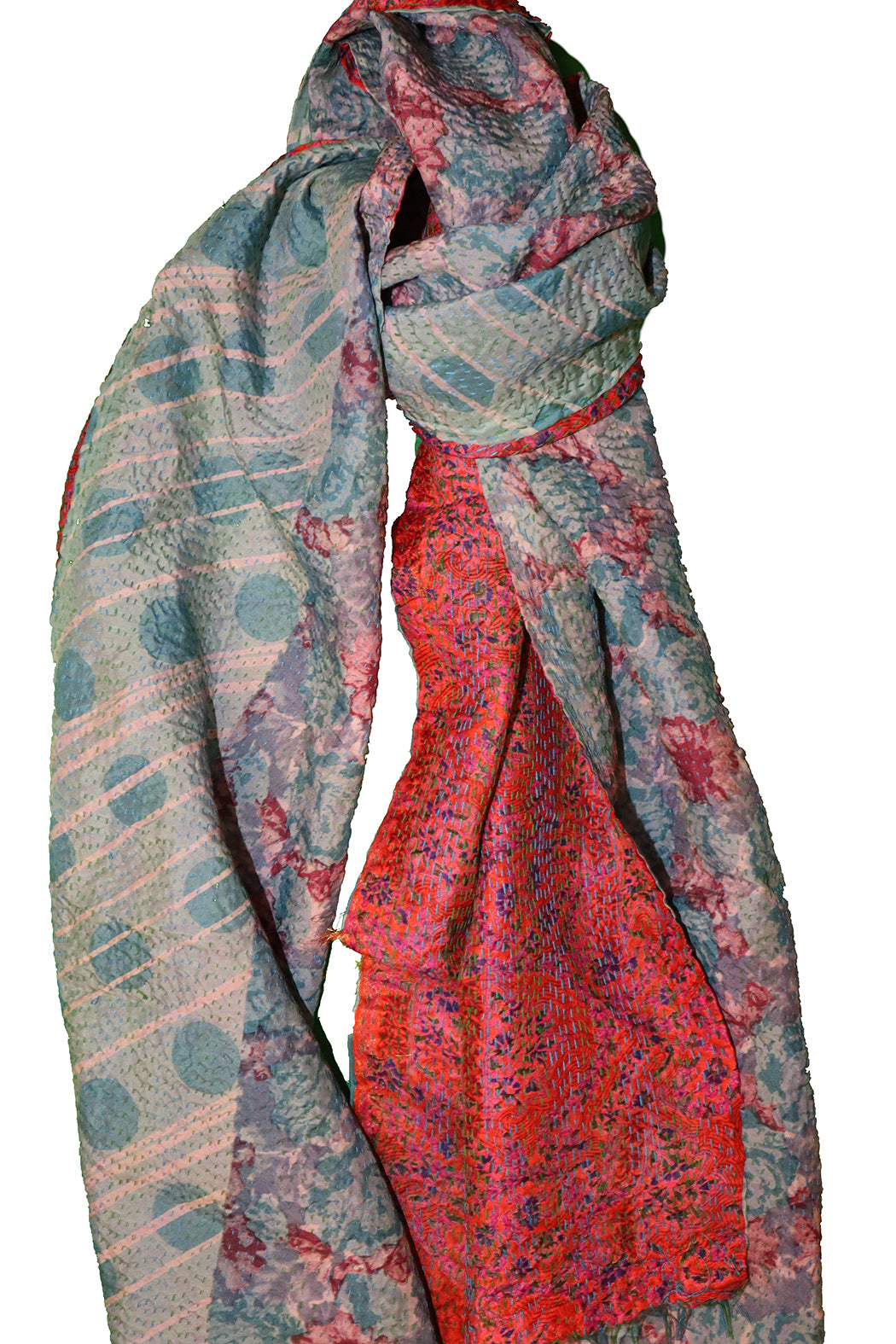 Sari kantha silke tørklæde 40*190 cm