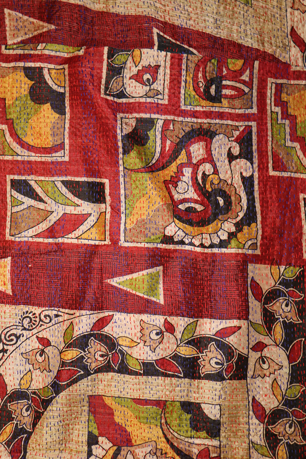 Sari kantha silke tørklæde 40*190 cm