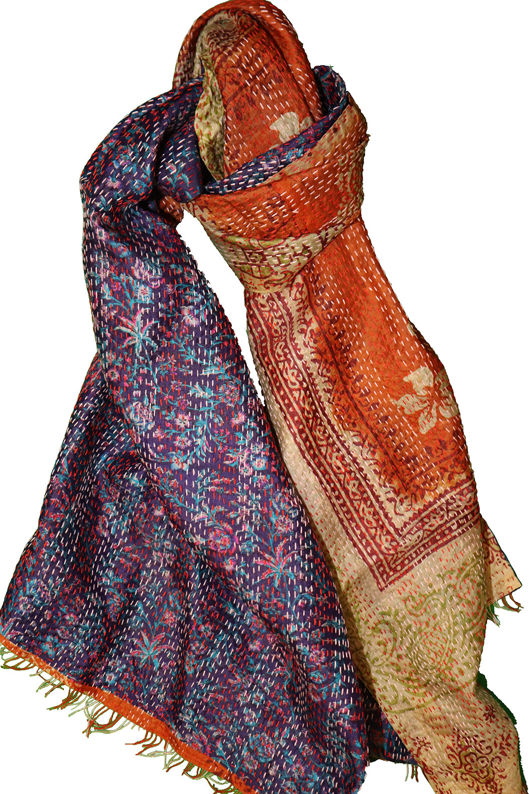 Sari kantha silke tørklæde 40*190 cm