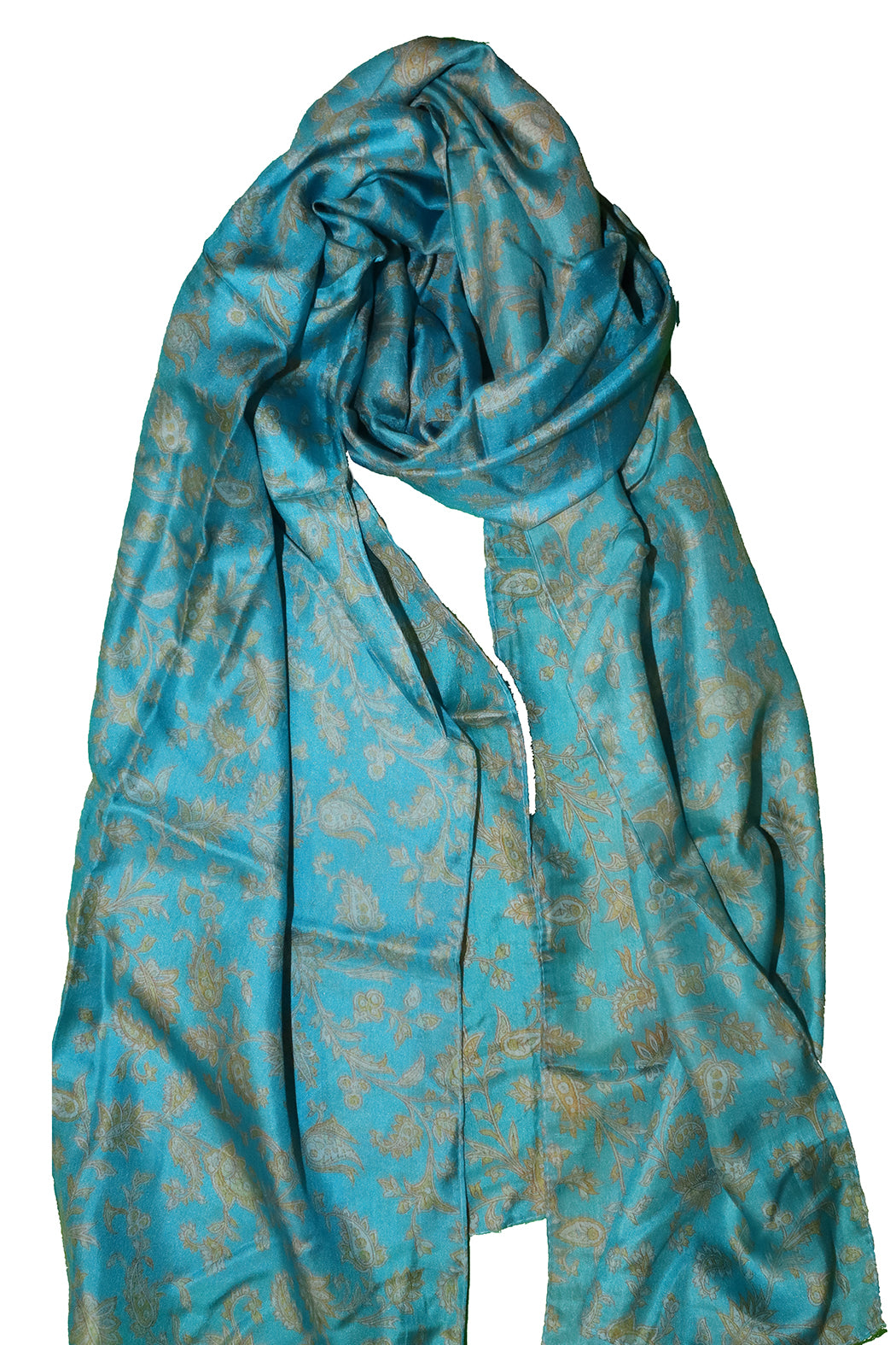 Kantha vintage tørklæde 40x190 cm, silke, enkelt lag