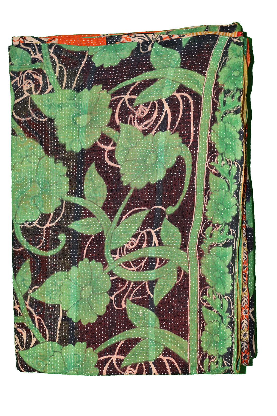 Kantha vintage tæppe ca 140x210 cm, bomuld