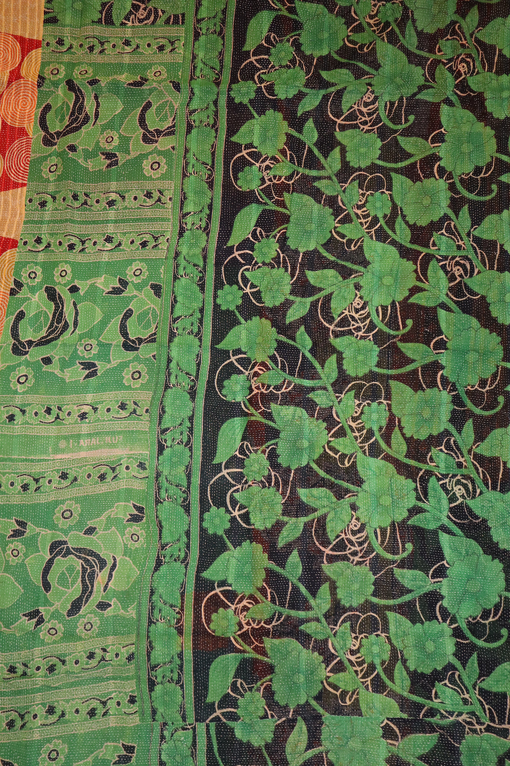Kantha vintage tæppe ca 140x210 cm, bomuld
