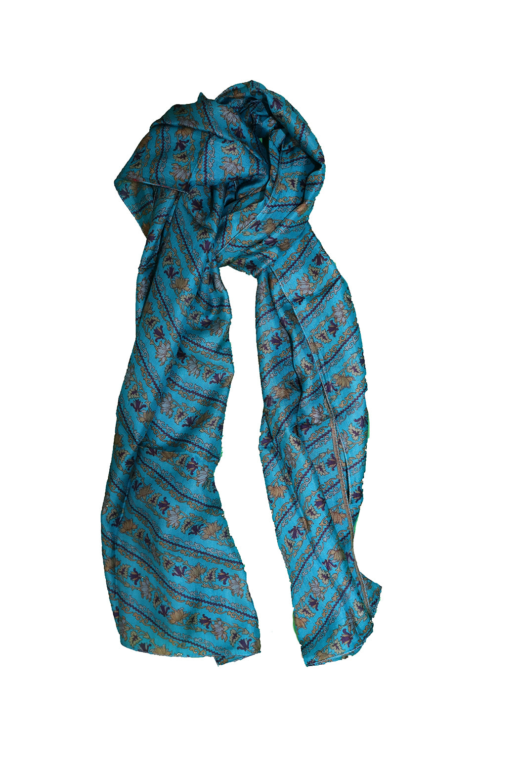 Kantha vintage scarf 40x190 cm, silk, single layer