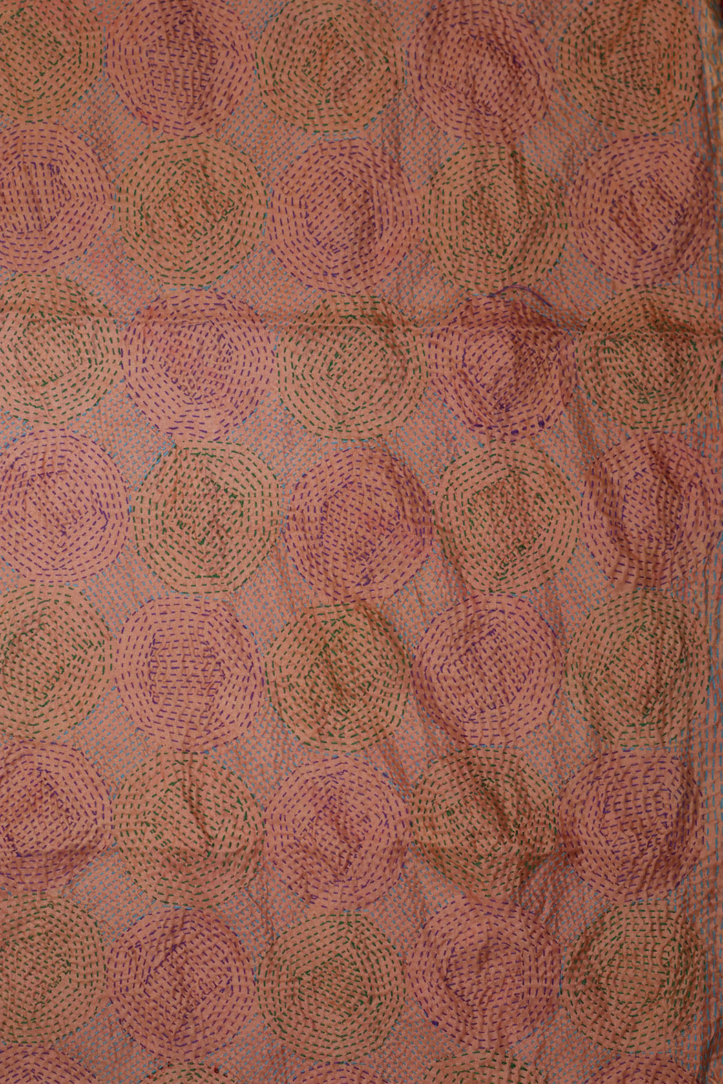 Kantha vintage scarf 40x190 cm, silk, round kantha