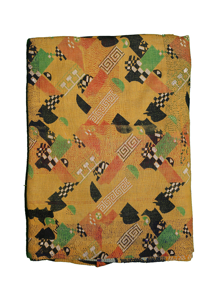 Recycled kantha vintage tæppe ca 140x210 cm, bomuld