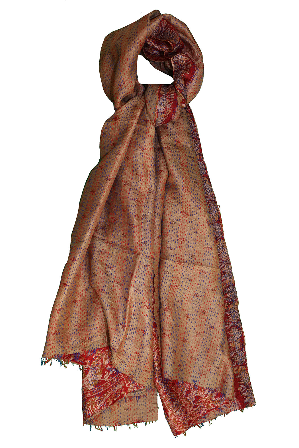 Sari kantha silke tørklæde 85*190 cm