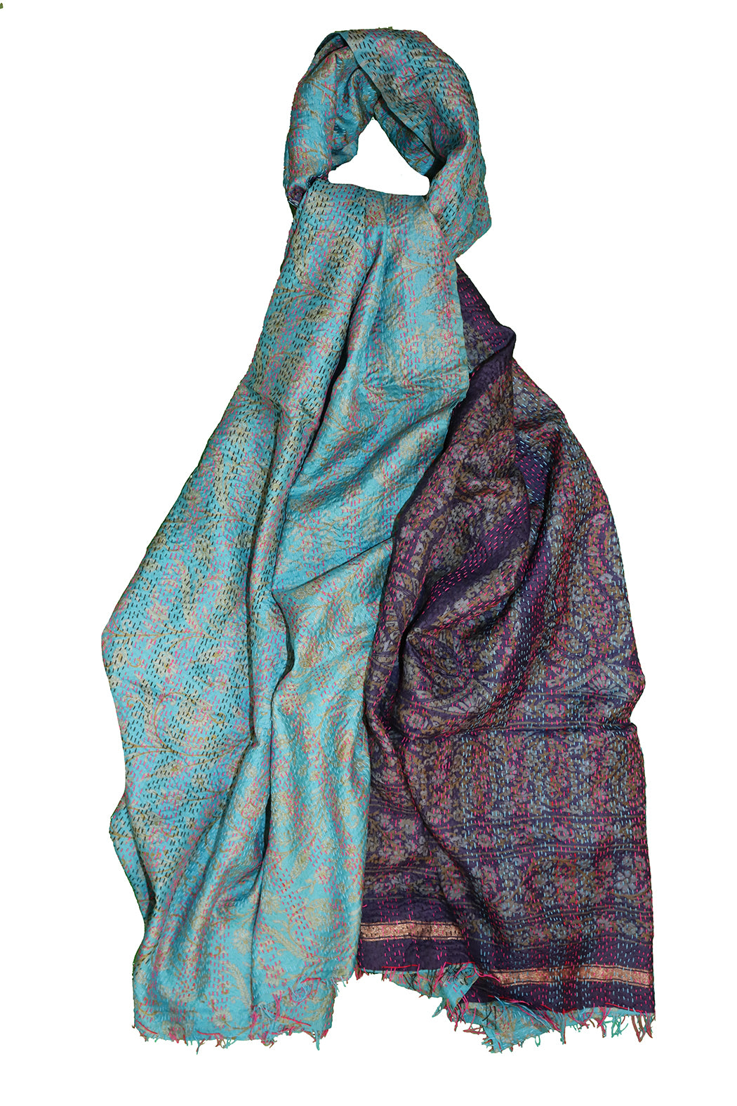 Sari kantha silke tørklæde 85*190 cm