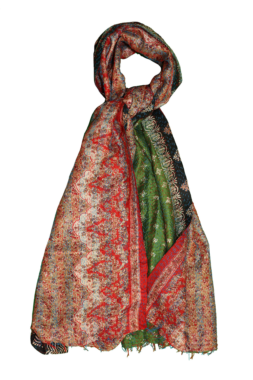 Sari kantha silke tørklæde 85*190 cm