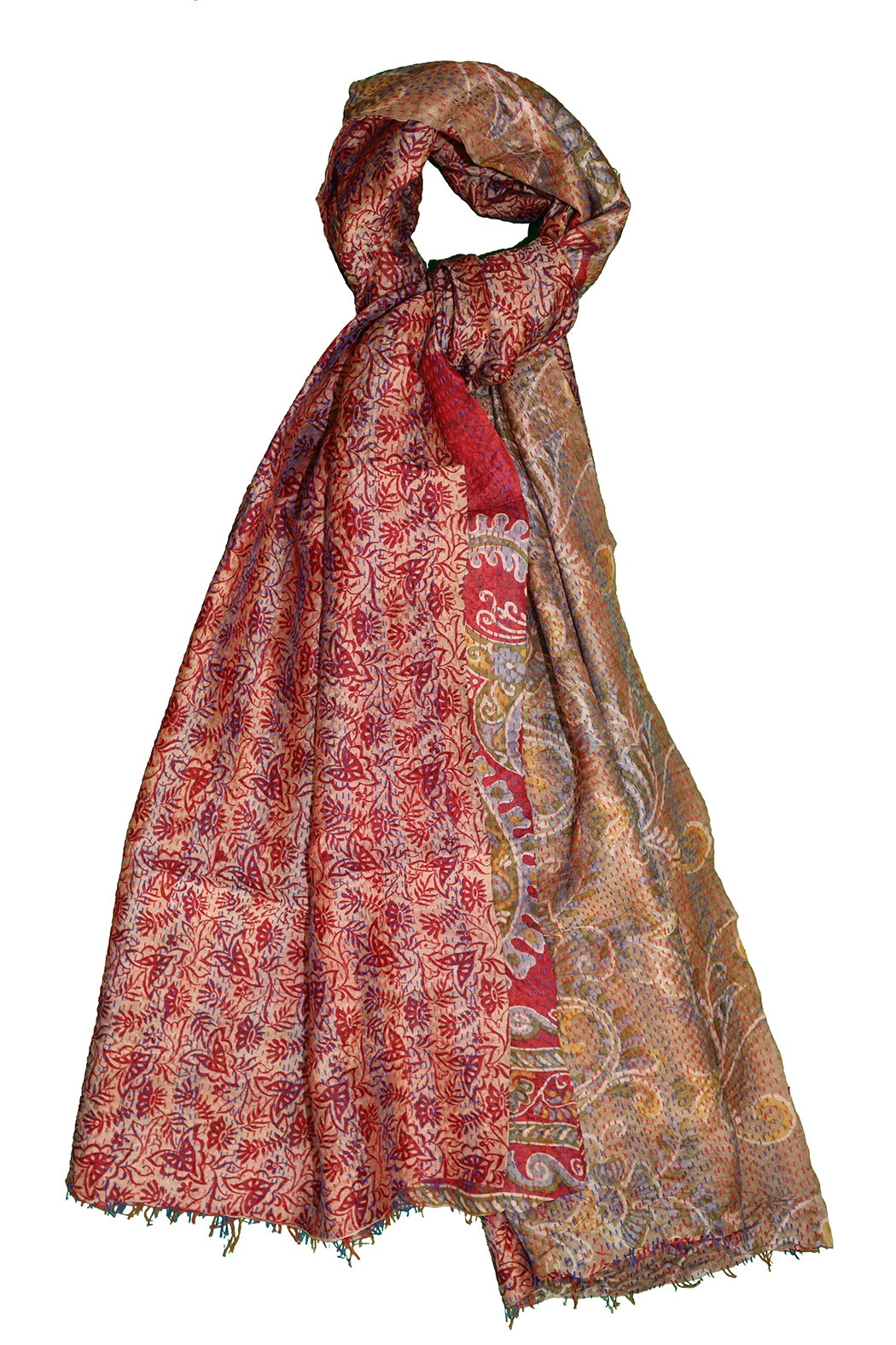 Sari kantha silke tørklæde 85*190 cm