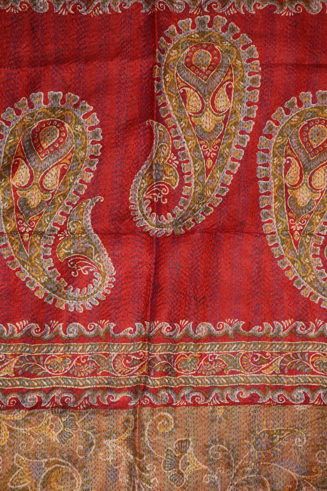 Sari kantha silke tørklæde 85*190 cm