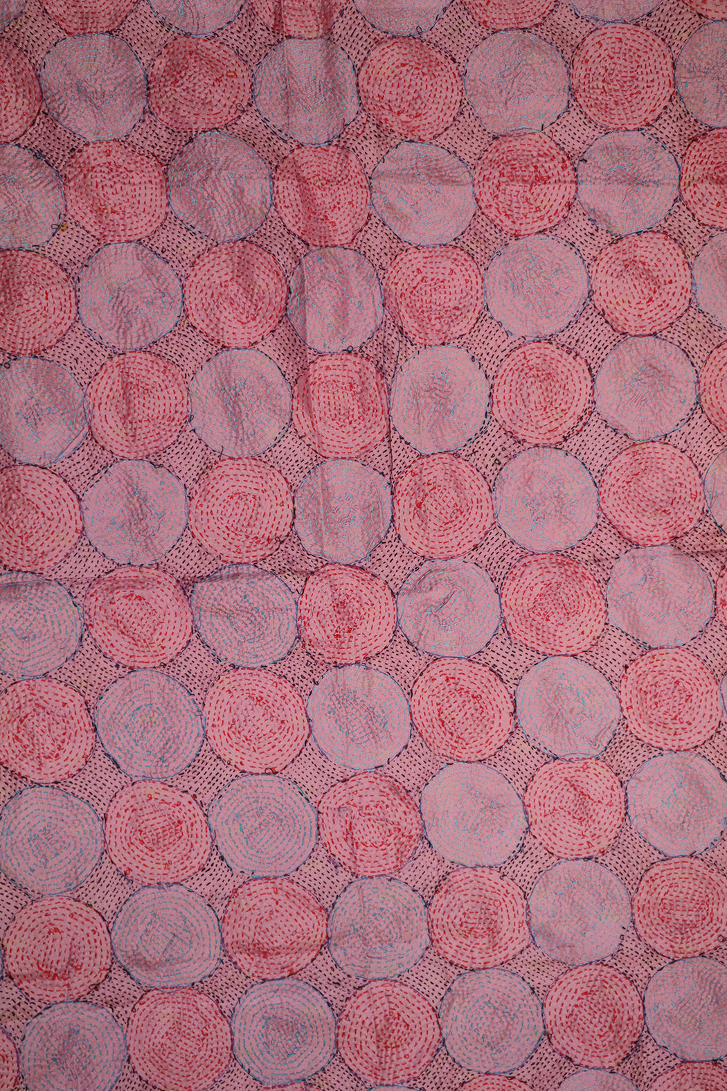 Kantha vintage tørklæde 85x190 cm, silke, rund kantha