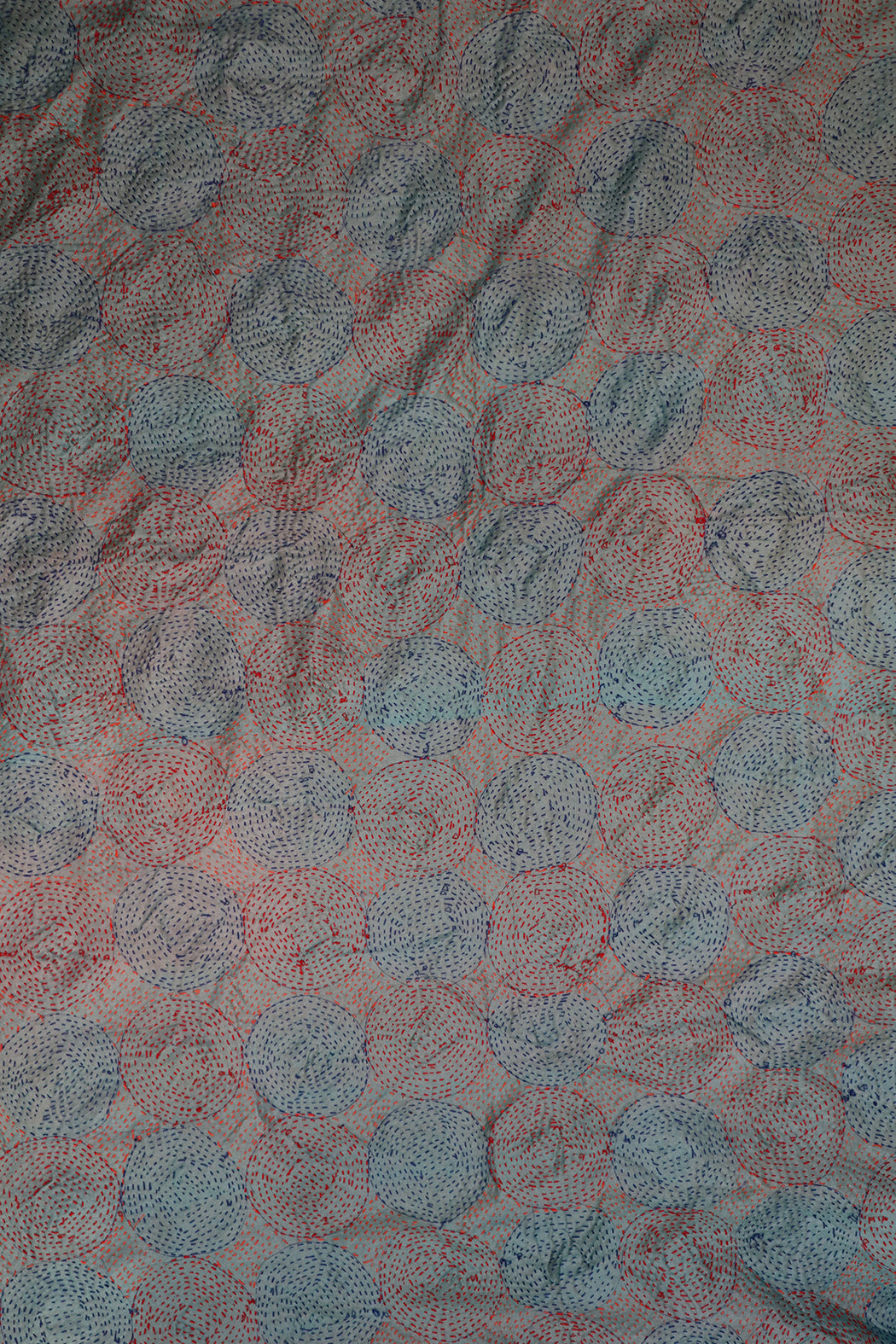 Kantha vintage tørklæde 85x190 cm, silke, rund kantha