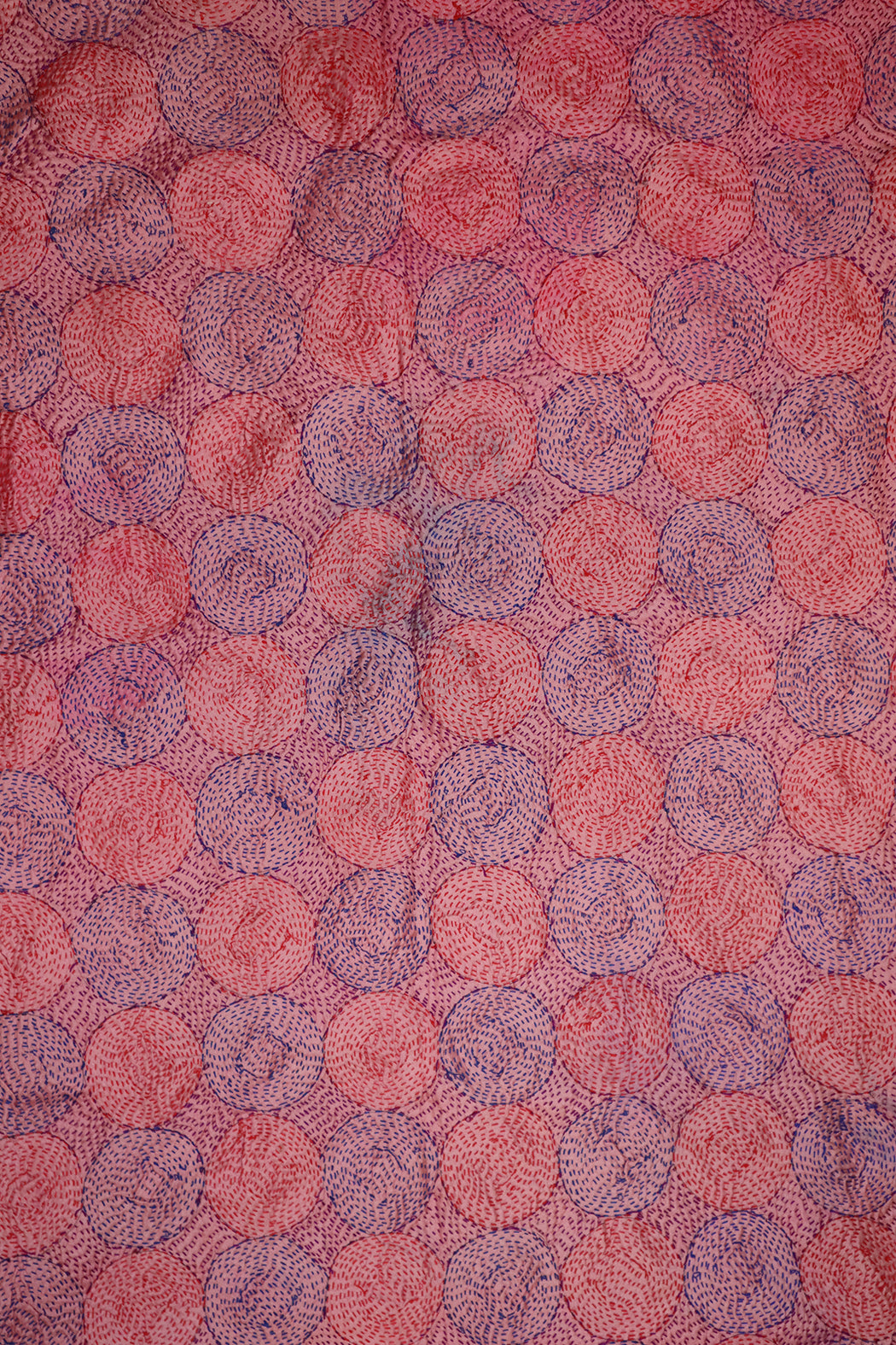 Kantha vintage tørklæde 85x190 cm, silke, rund kantha