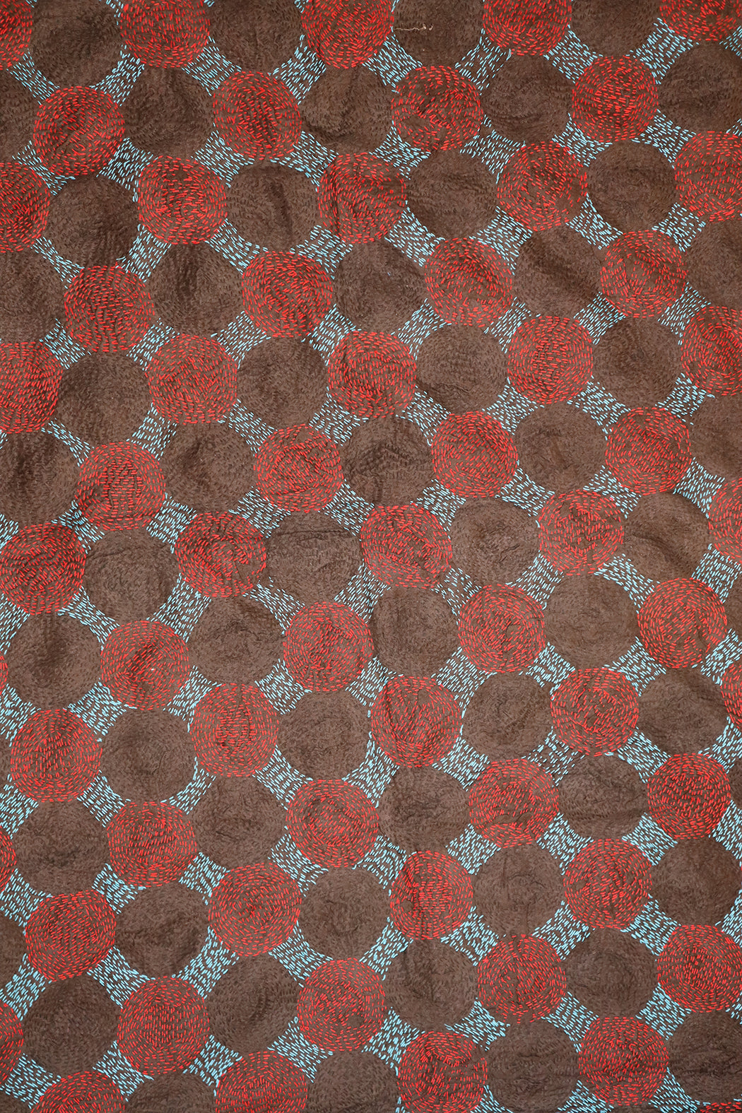 Kantha vintage tørklæde 85x190 cm, silke, rund kantha