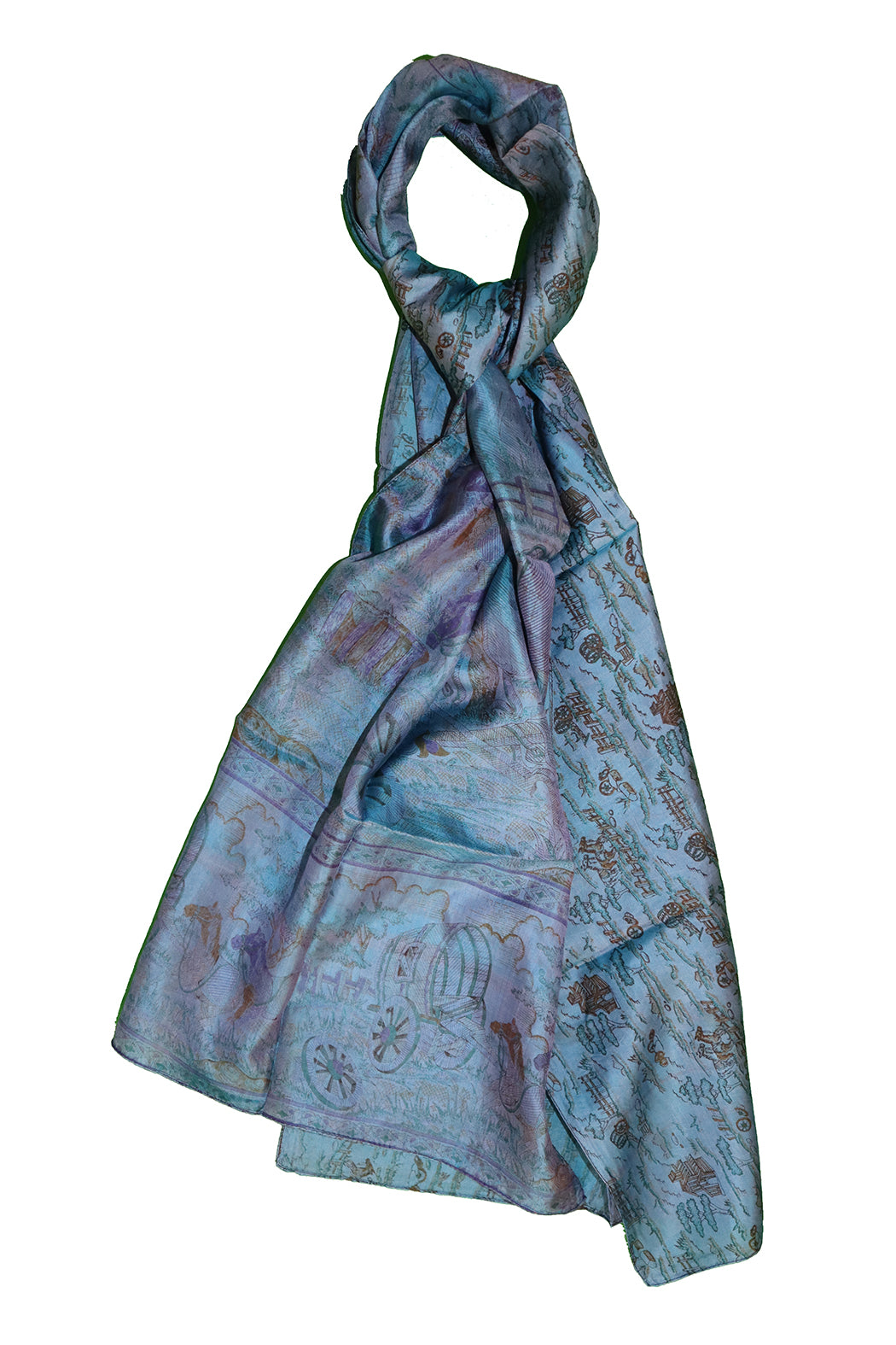 Sari vintage tørklæde 40x190 cm, silke, enkelt lag