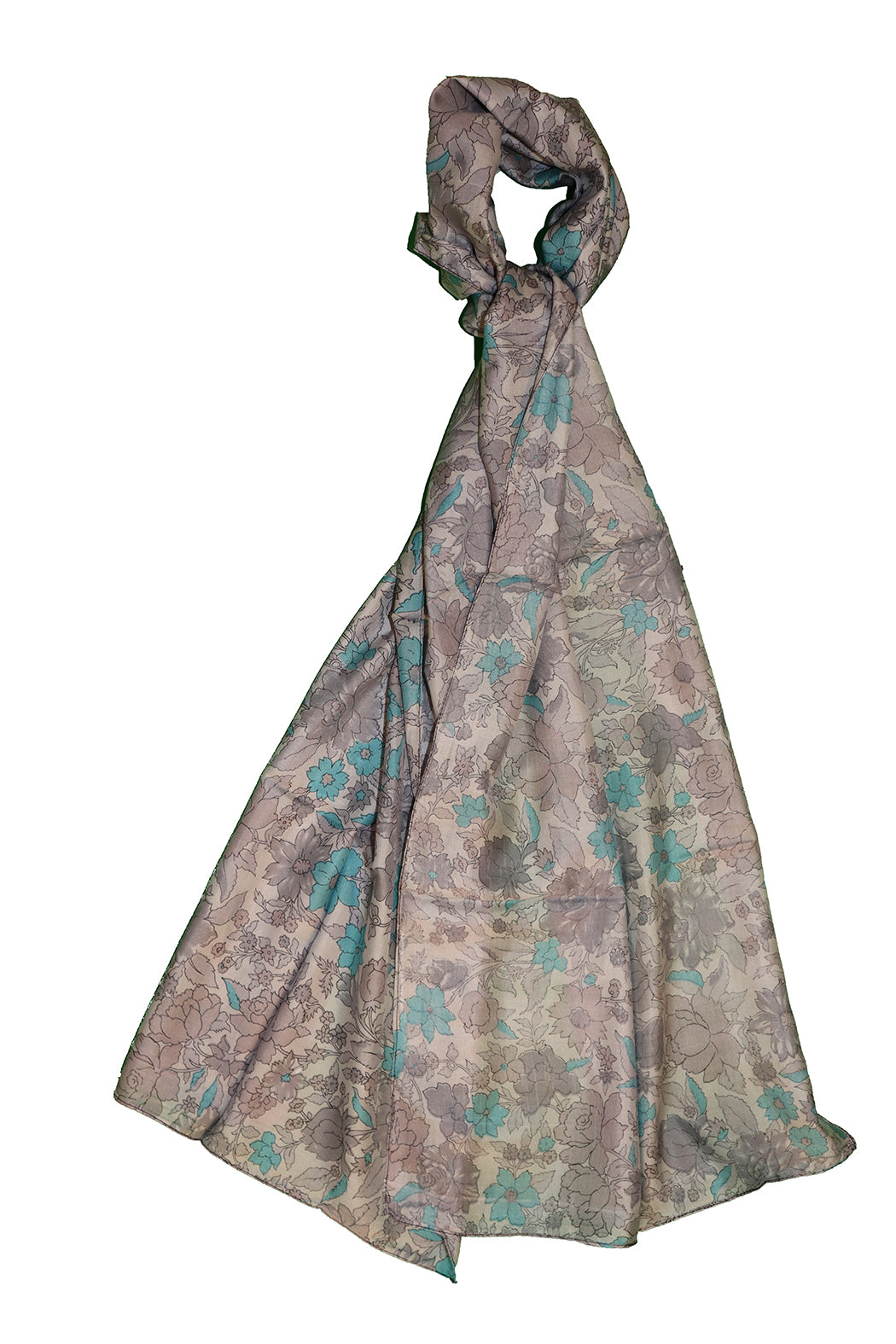 Sari vintage tørklæde 40x190 cm, silke, enkelt lag