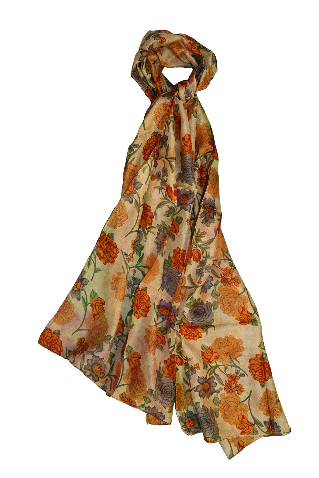 Sari vintage tørklæde 40x190 cm, silke, enkelt lag