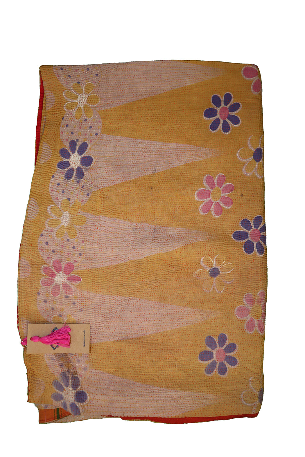 Kantha vintage tæppe ca 140x210 cm, bomuld