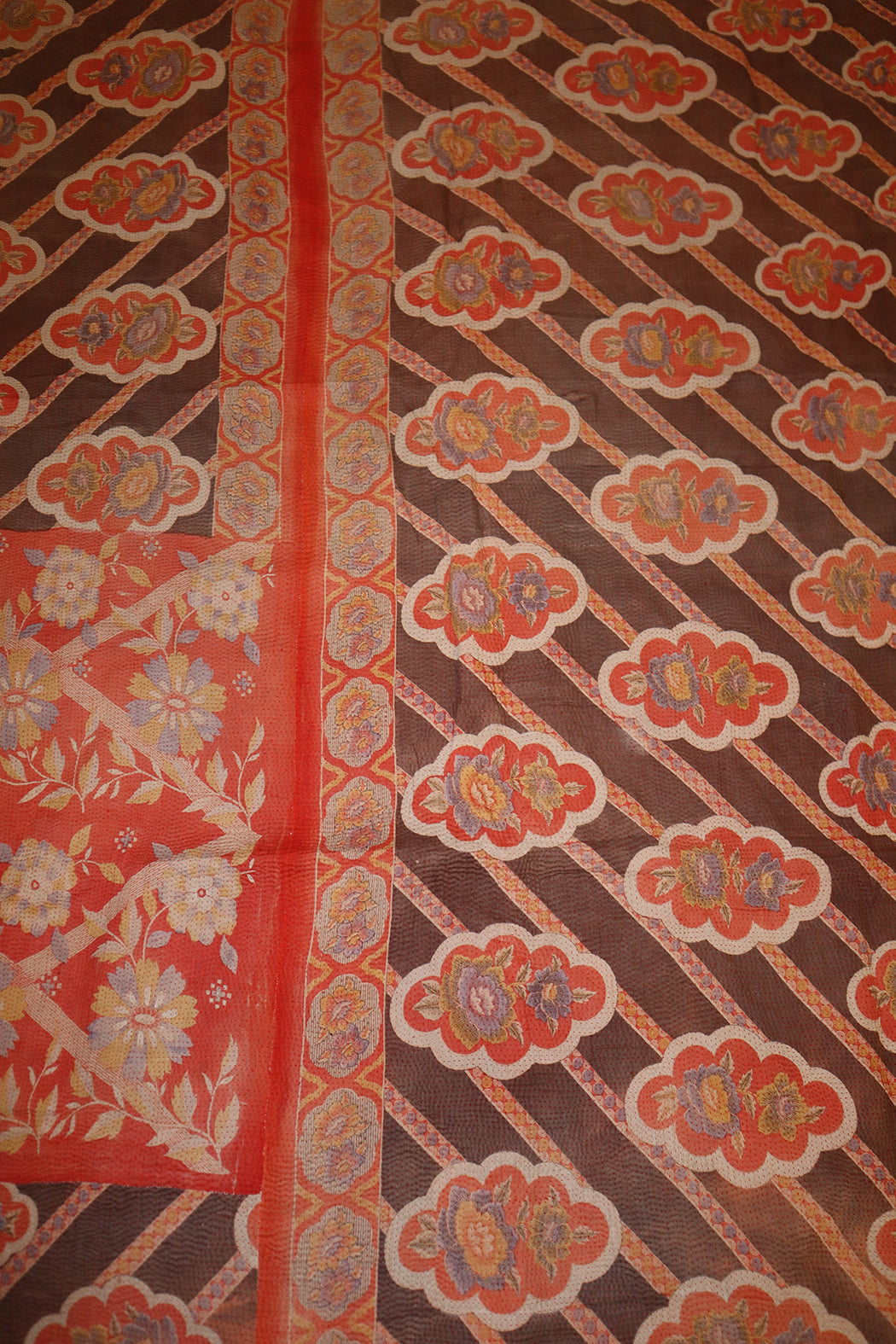 Kantha vintage tæppe ca 140x210 cm, bomuld