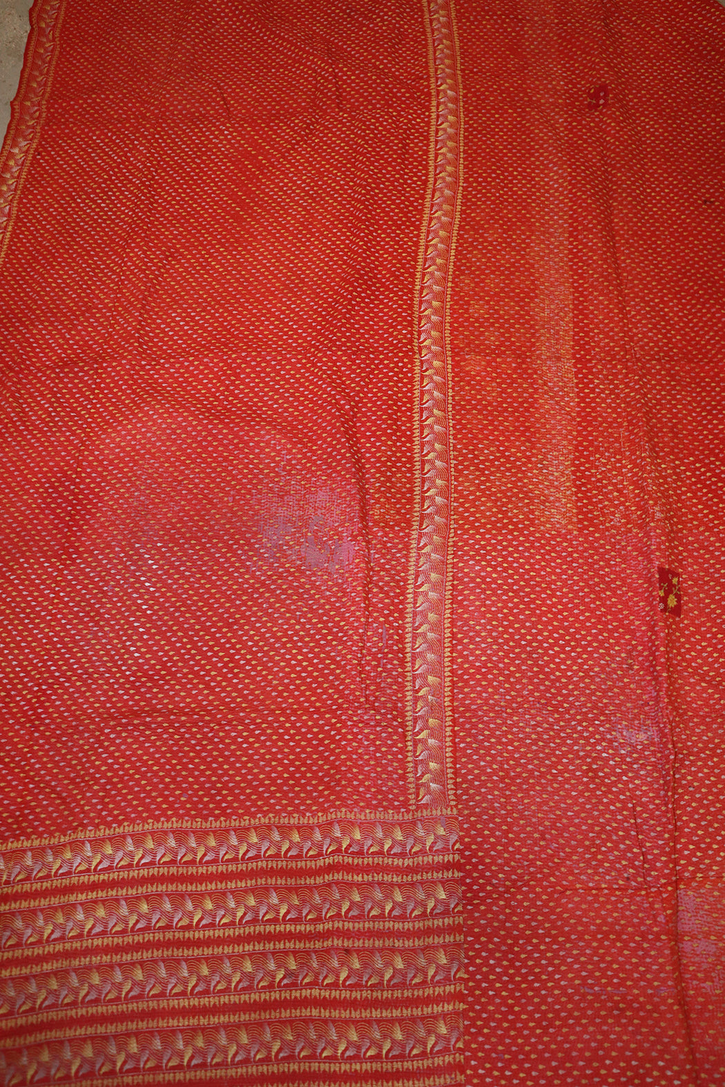 Kantha vintage tæppe ca 140x210 cm, bomuld