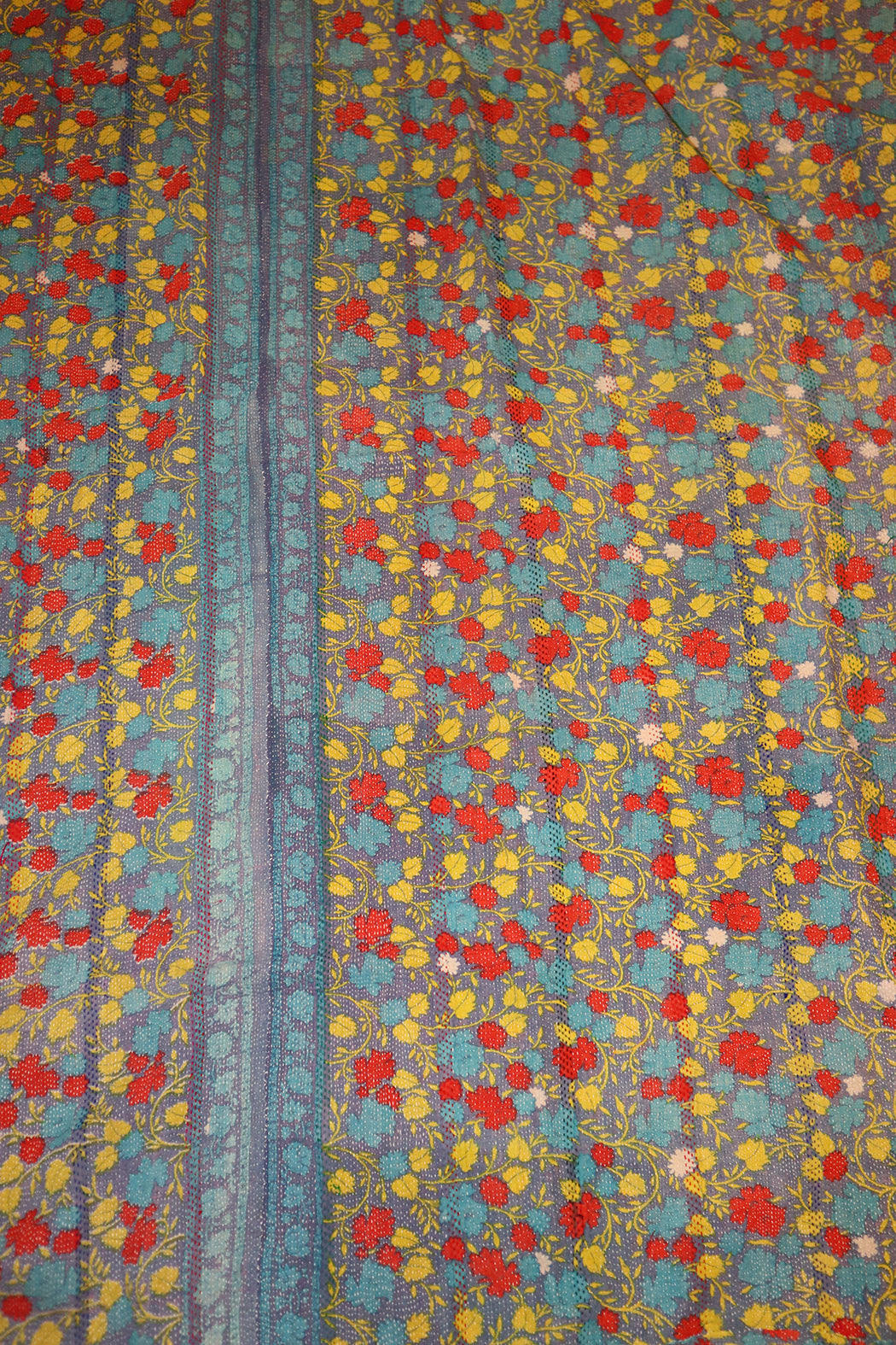 Kantha vintage tæppe ca 140x210 cm, bomuld