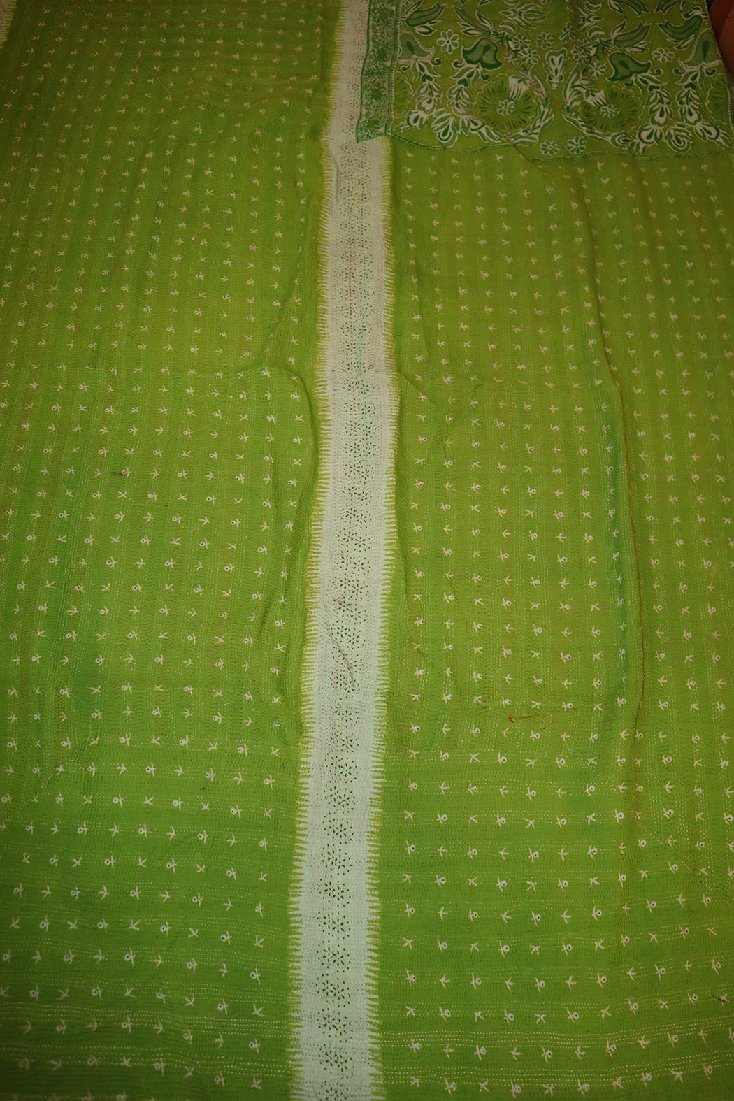 Kantha vintage tæppe ca 140x210 cm, bomuld