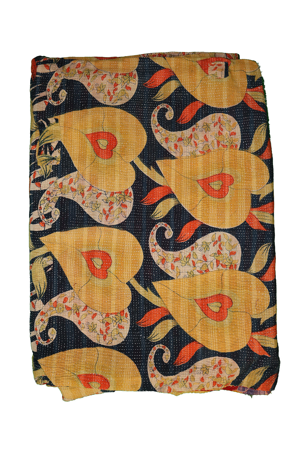Kantha vintage tæppe ca 140x210 cm, bomuld
