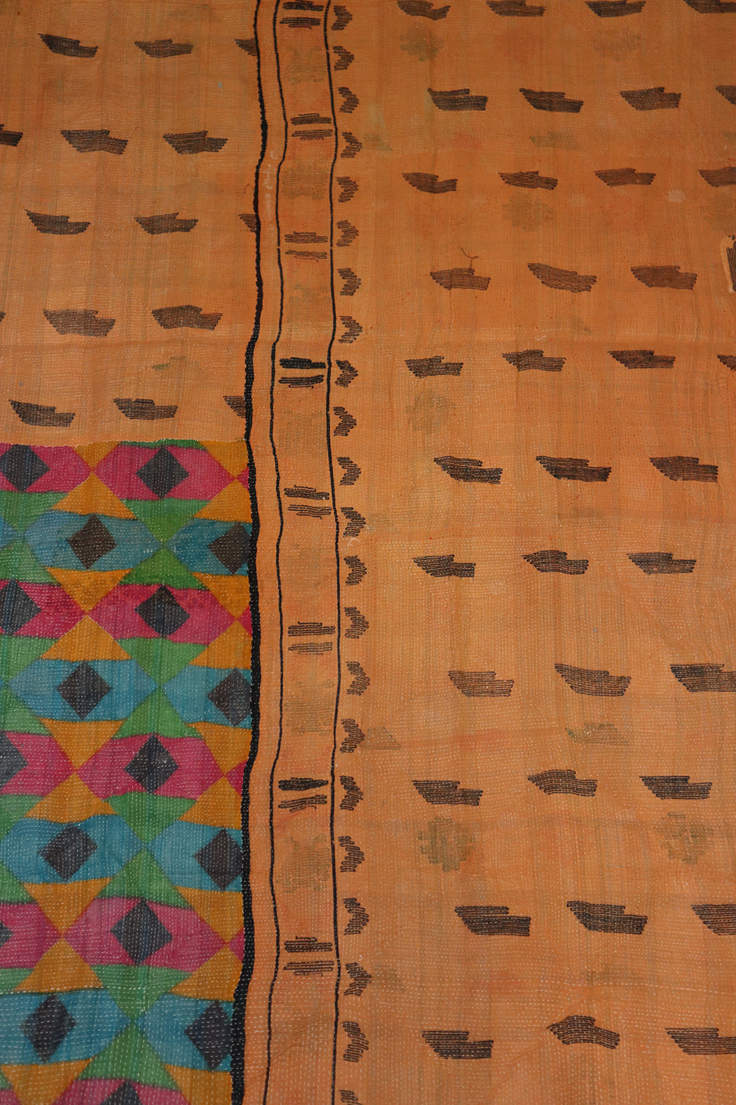 Kantha vintage tæppe ca 140x210 cm, bomuld