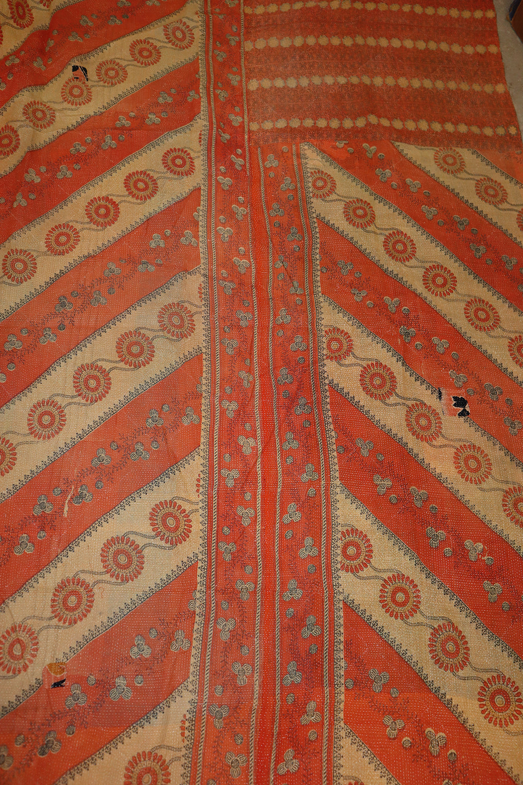 Kantha vintage tæppe ca 140x210 cm, bomuld