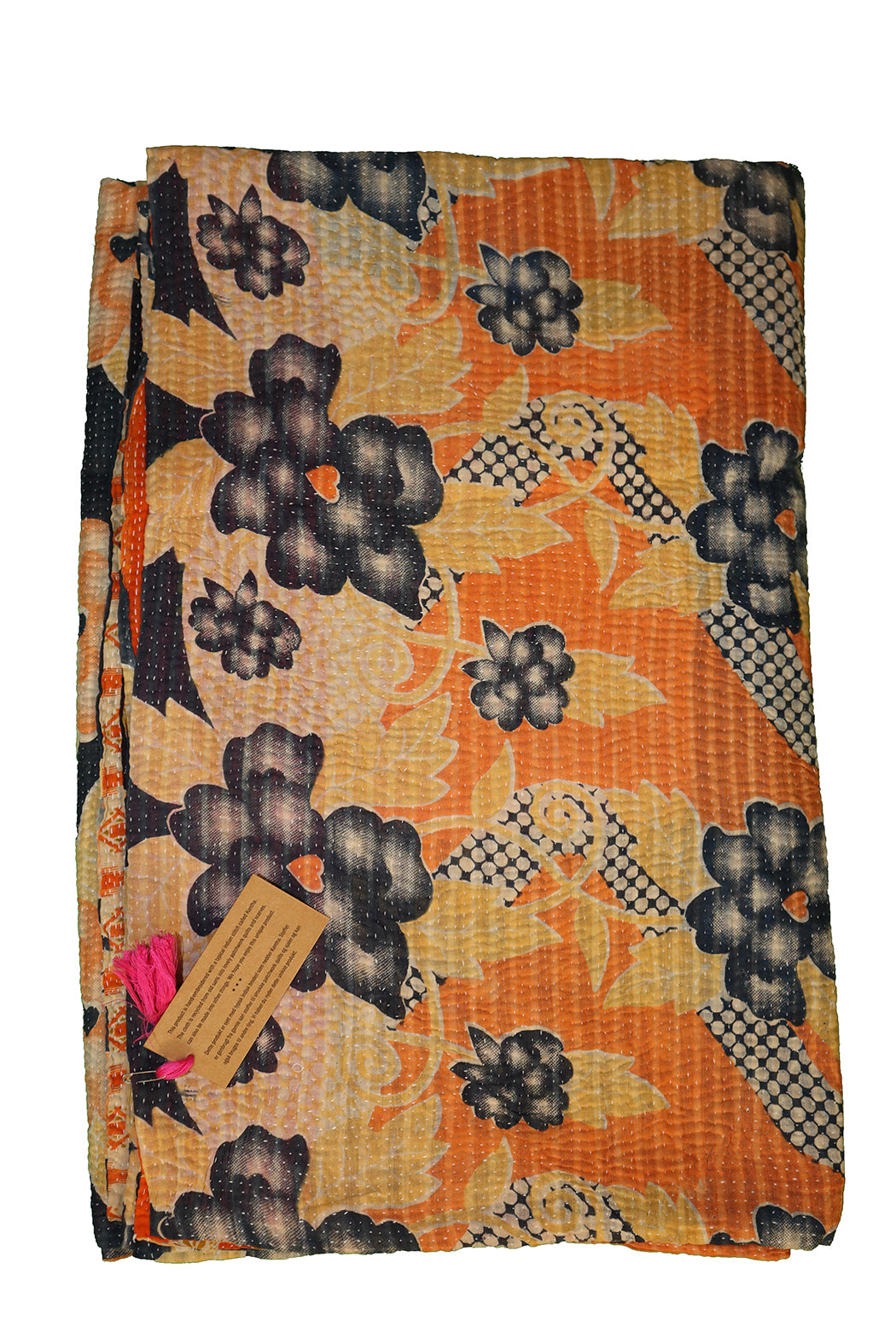 Kantha vintage tæppe ca 140x210 cm, bomuld