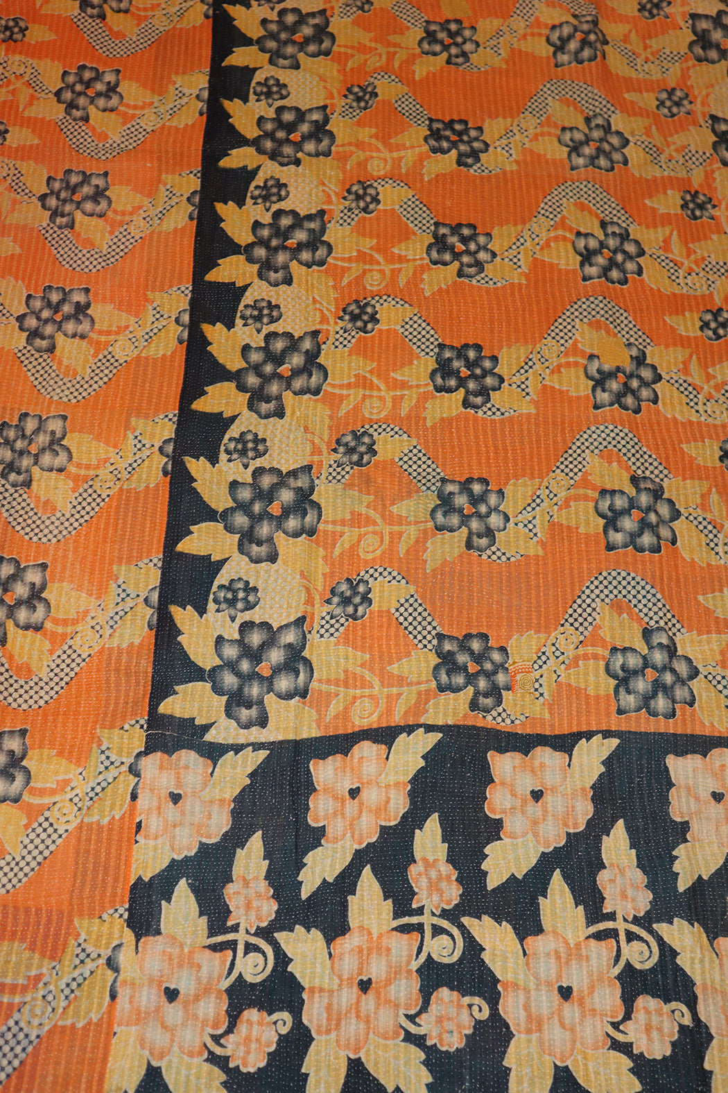 Kantha vintage tæppe ca 140x210 cm, bomuld