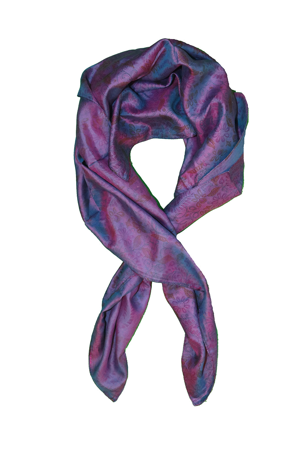 Kantha vintage scarf 90x90 cm, silk, single layer