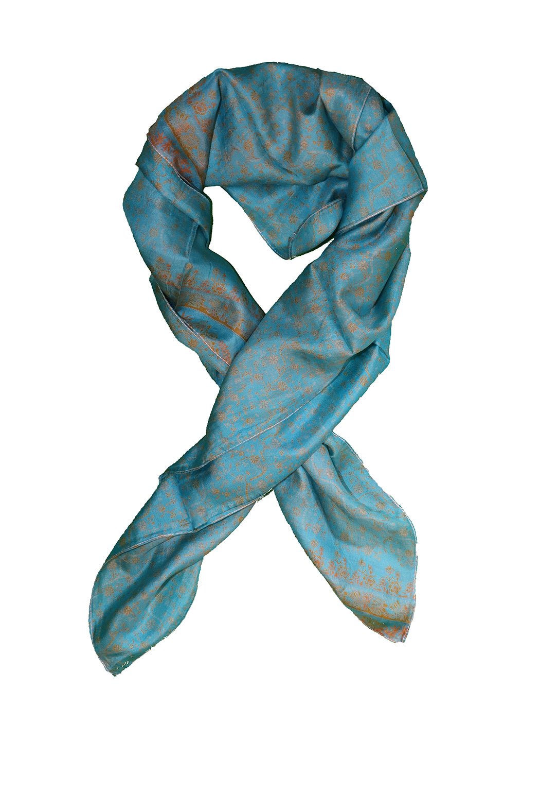Kantha vintage scarf 90x90 cm, silk, single layer