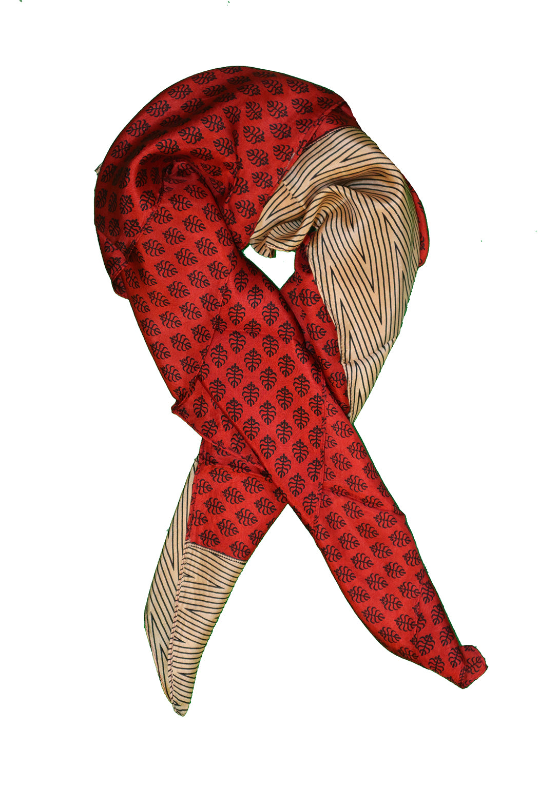 Kantha vintage scarf 90x90 cm, silk, single layer