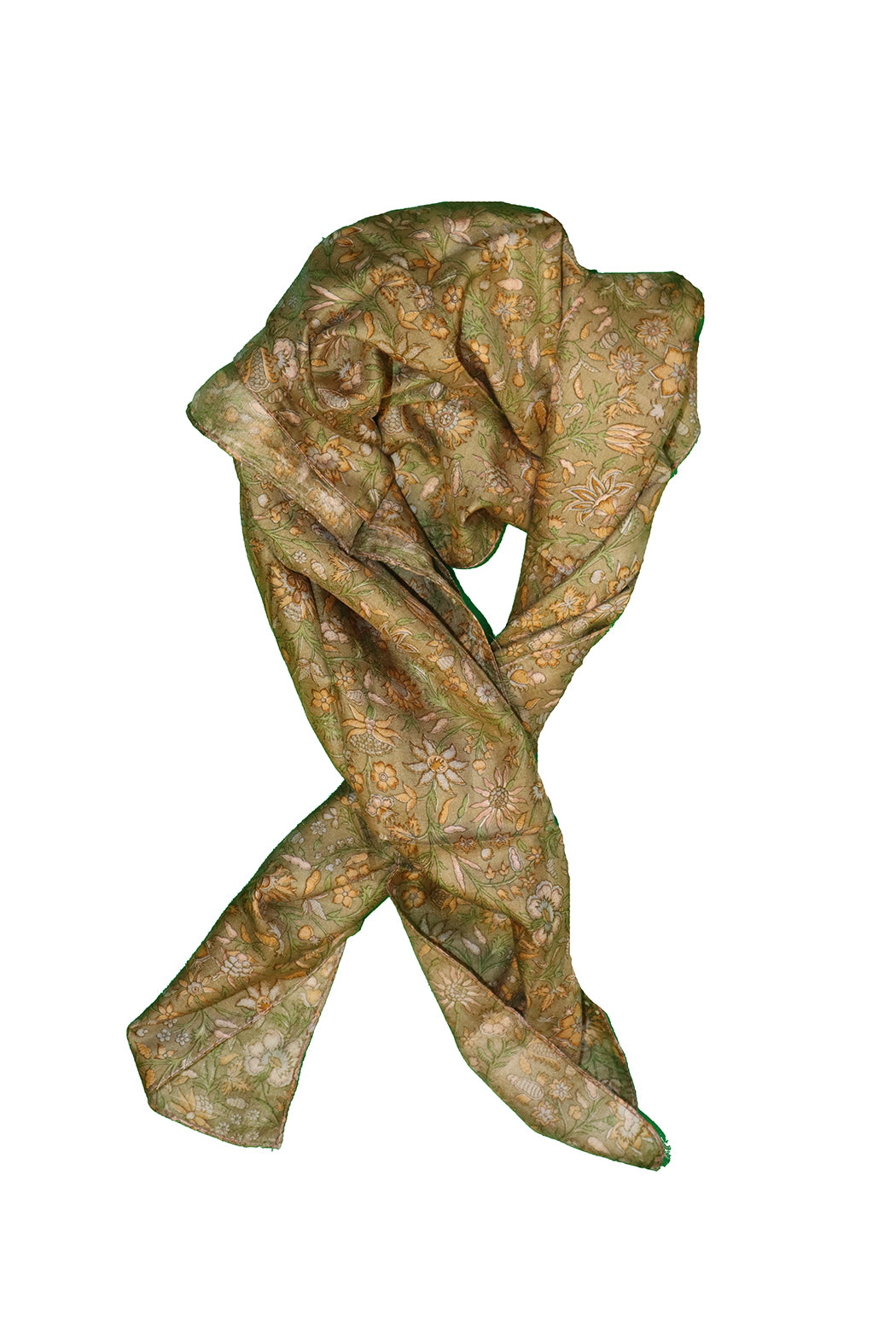 Kantha vintage scarf 90x90 cm, silk, single layer