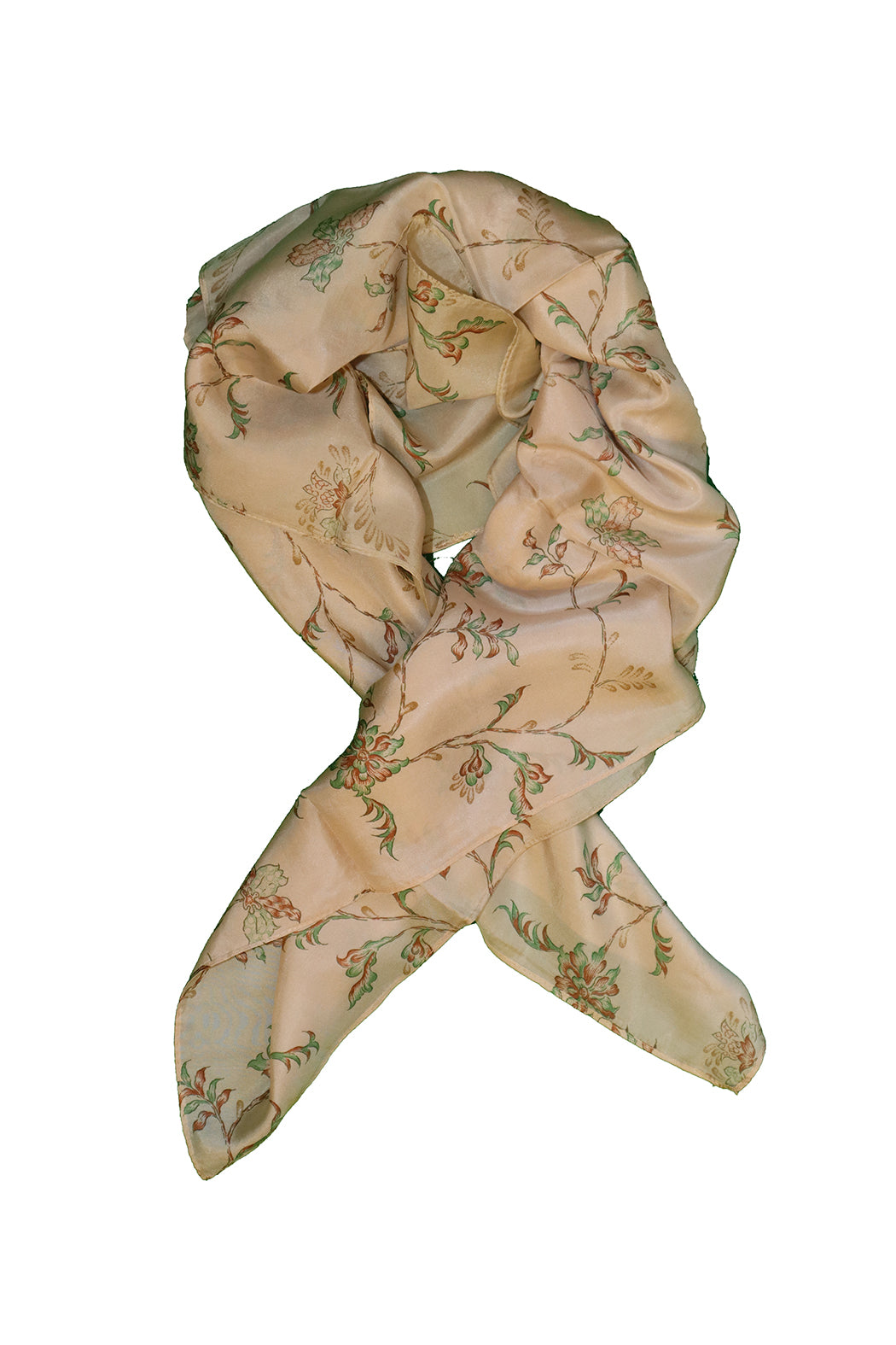 Kantha vintage scarf 90x90 cm, silk, single layer
