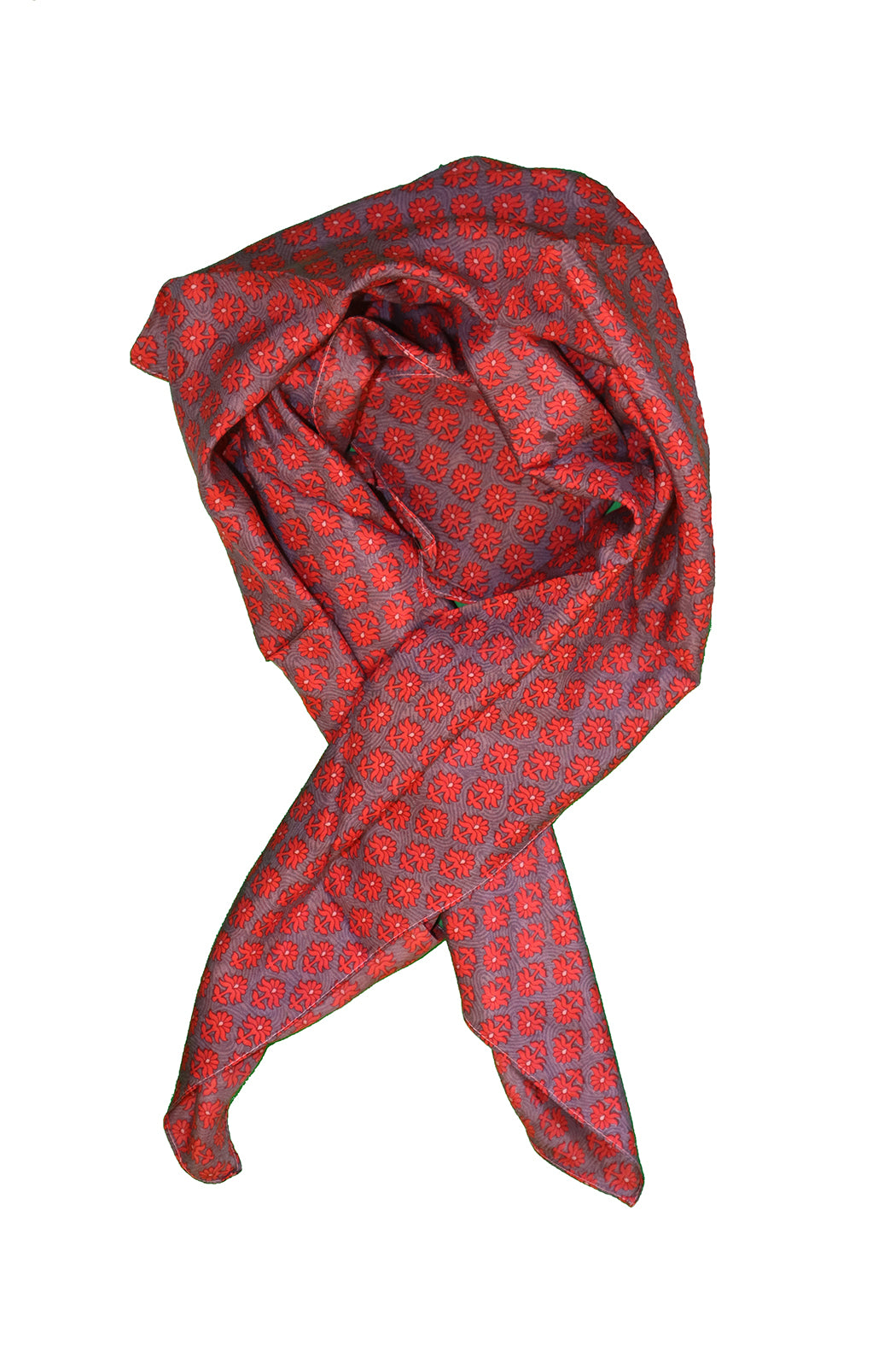 Kantha vintage scarf 90x90 cm, silk, single layer