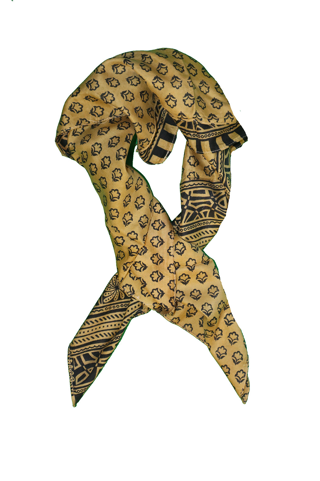 Kantha vintage scarf 90x90 cm silk, single layer